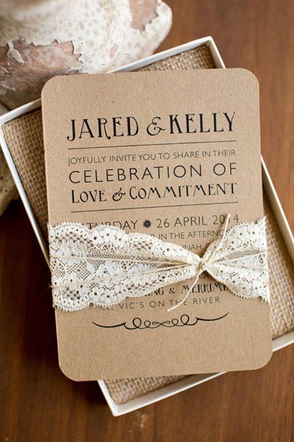 Rustic elegance inspired printable wedding invitation online with lace