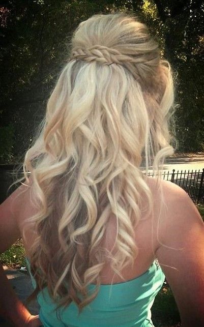 Long Curly Hairstyles 2014 Waterfall braid with curls for prom