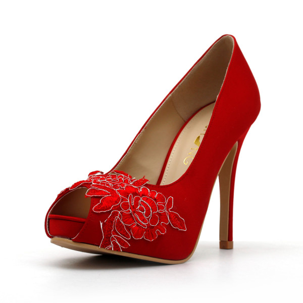 Red Wedding Shoes,Red Bridal Heels,Red Satin Lace Wedding Shoes, Red Lace Red Wedding Shoes,Red Bridal Heels,Red Satin Lace Wedding Shoes, Red Lace