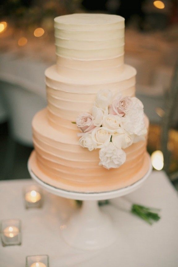 peach ombre wedding cake
