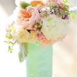 DIY mint mason jars wedding centerpiece