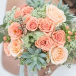 Peach and Mint Wedding bouquet