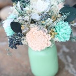 mason jars wedding centerpieces with mint and peach