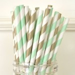 mint_and_gold_Paper Drinking Straws Mint Green Stripes