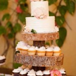 Confetti-Style Wedding Cake with wood