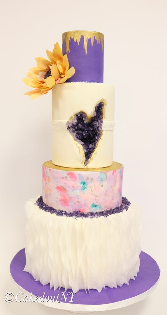 Geode Love Heart Wedding Cake