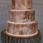 Rustic Wood Wedding Cake with wood stand