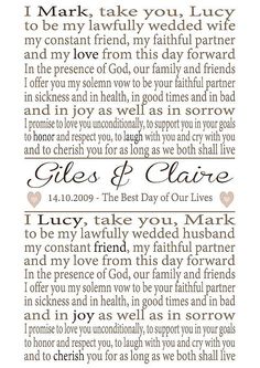 Traditional Wedding Vows Example Ideas I take you
