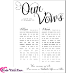 Vows Printed Wedding vows