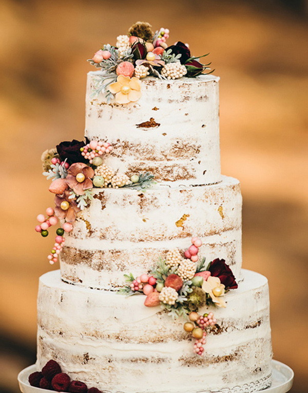 naked rustic country fall wedding cakes