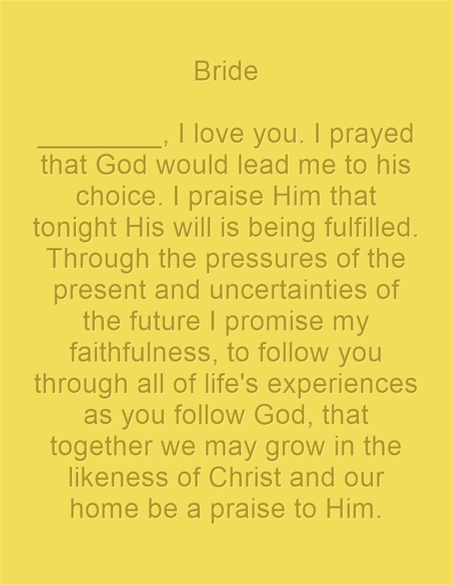 Christian Wedding Vows Examples for Groom and Bride