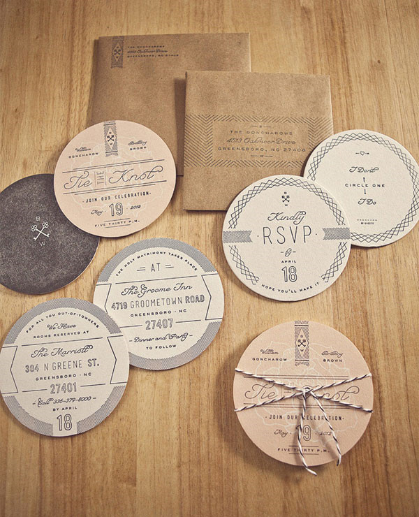 Unique Creative Round Wedding Invitations