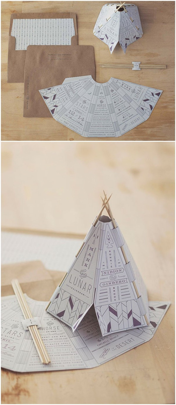 Unique wedding invitations Tents and tribal save the date