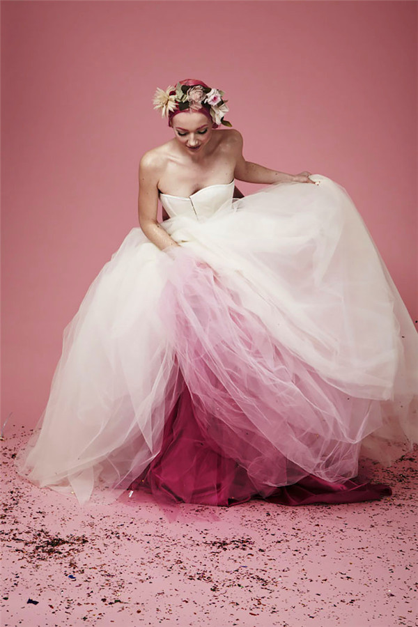 Colorful Dip Dye Wedding Dresses Ideas - WeddingInclude