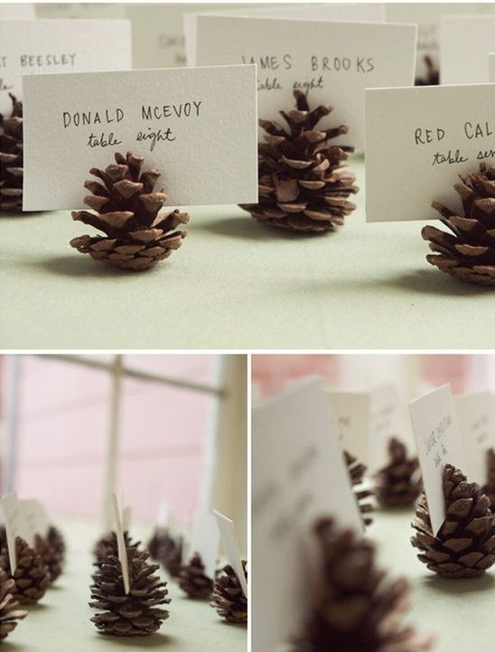 diy pinecone place card holder