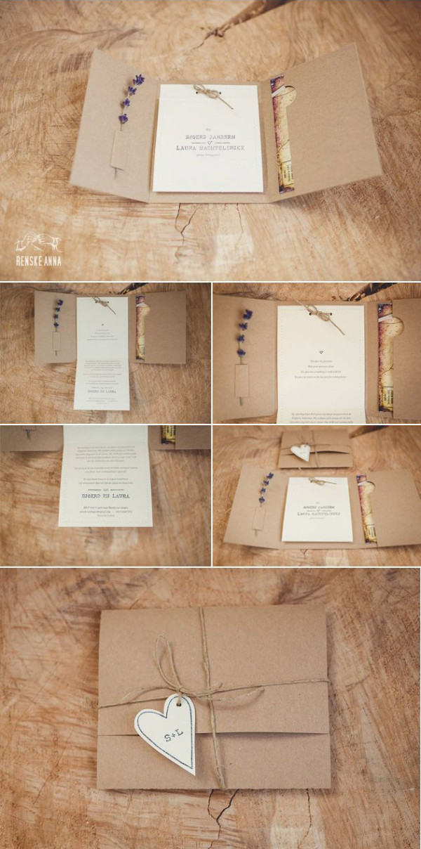 rustic wedding invitations with lace and burlap