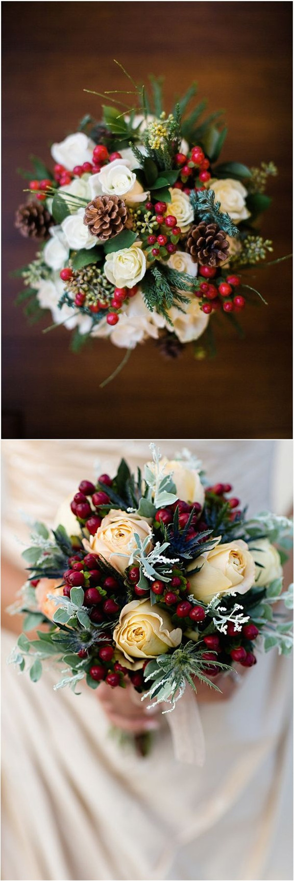 Berries and Pinecone Christmas Wedding Bouquet