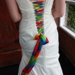Lace up your white wedding gown with rainbow colors