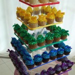 Rainbow wedding cup cake tower