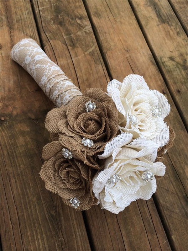 Shabby Chic Wedding Burlap Bouquet