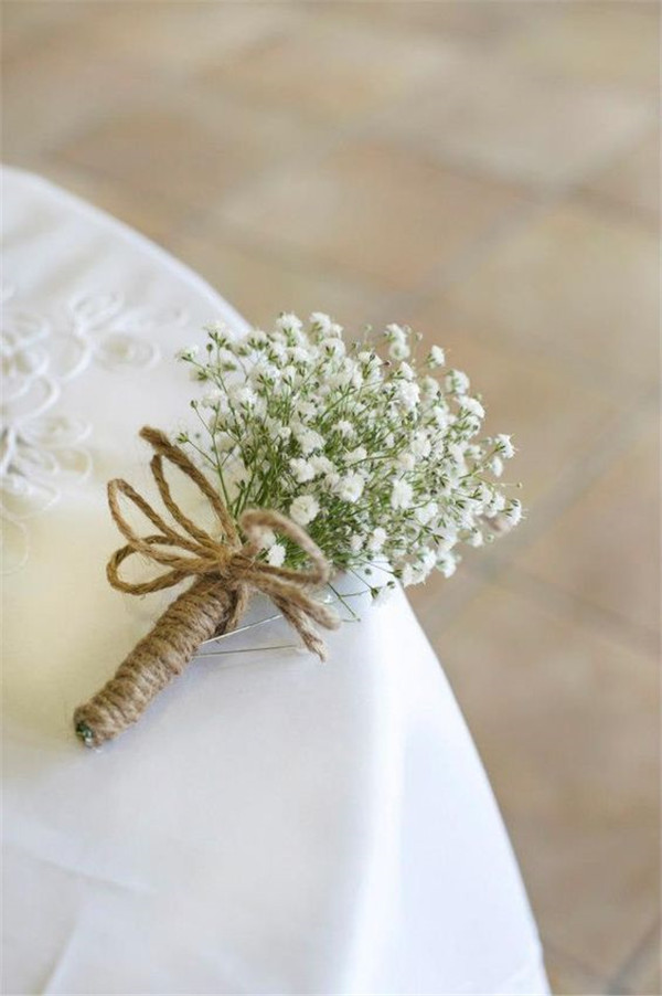 burlap baby's breath boutonniere