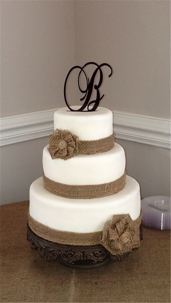 burlap wedding cake burlap ribbon with handmade burlap flower accents