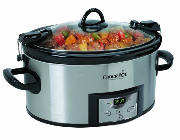 6-Quart Programmable Cook and Carry Oval Slow Cooker Digital Timer Stainless Steel