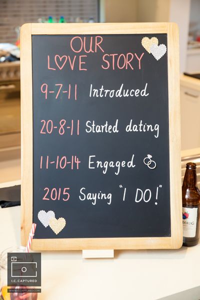Chic DIY Engagement Chalkboard Simple details such as blackboards with a timeline of your love story