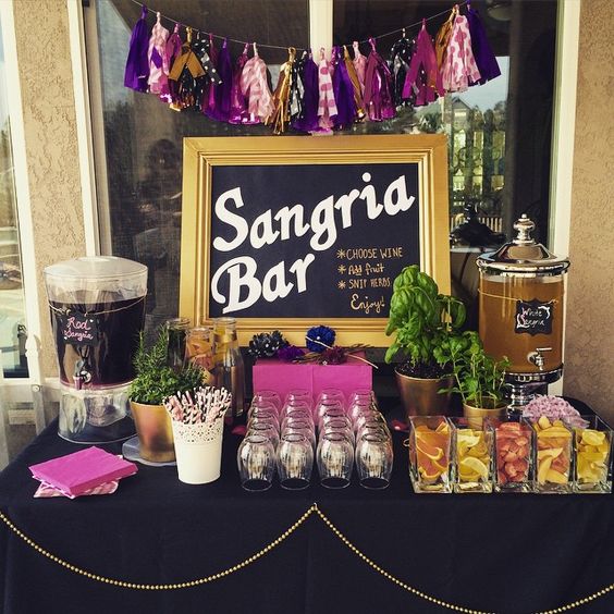 Engagement party sangria bar