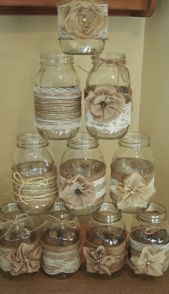 Mason Jar Sleeves Burlap Wedding Decorations