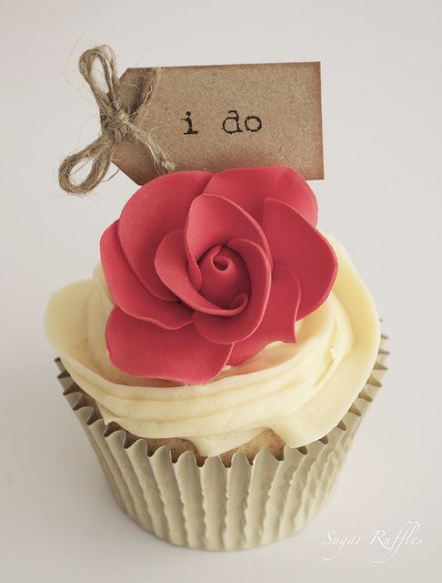 Perfect Red Rose Cupcake I DO