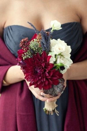 small burgundy wedding bouquet