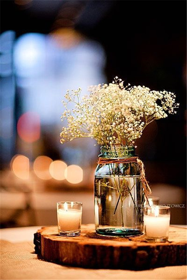 Baby's Breath and Mason jar Simple and beautiful