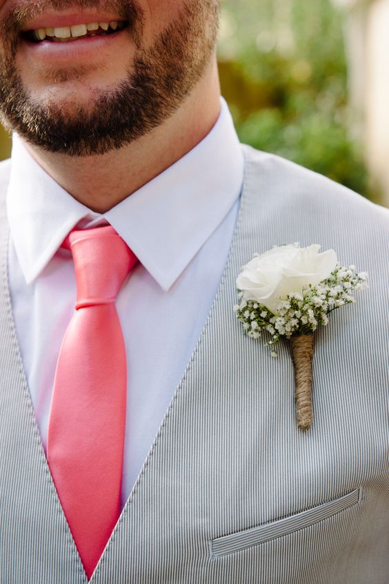 Boutonniere Baby's Breath for Rustic Chic Weddings