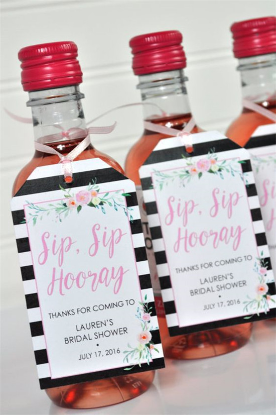 Bridal Shower Favor Tags for Mini Wine Bottles by sosweetpartyshop