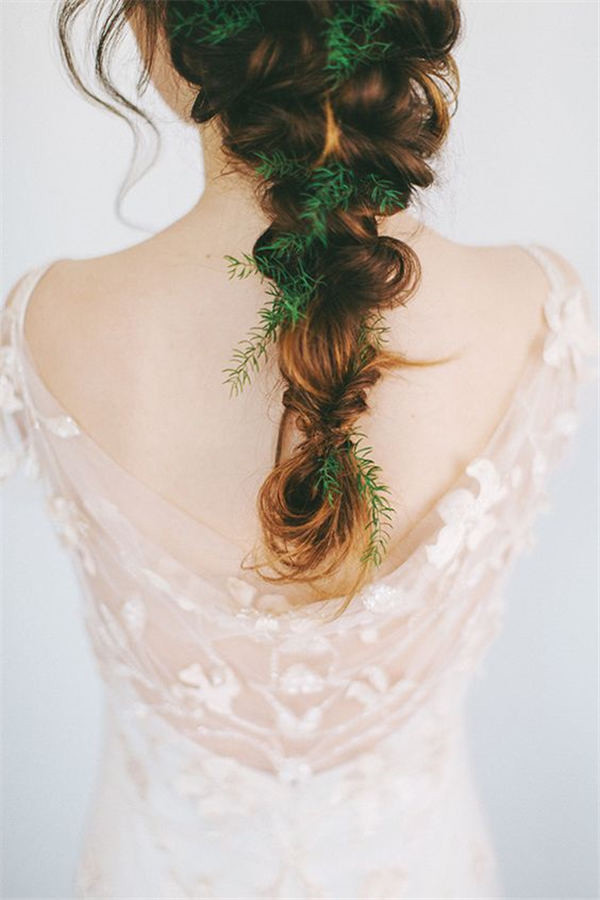 18 Wedding Updo Hairstyles With Greenery Decorations