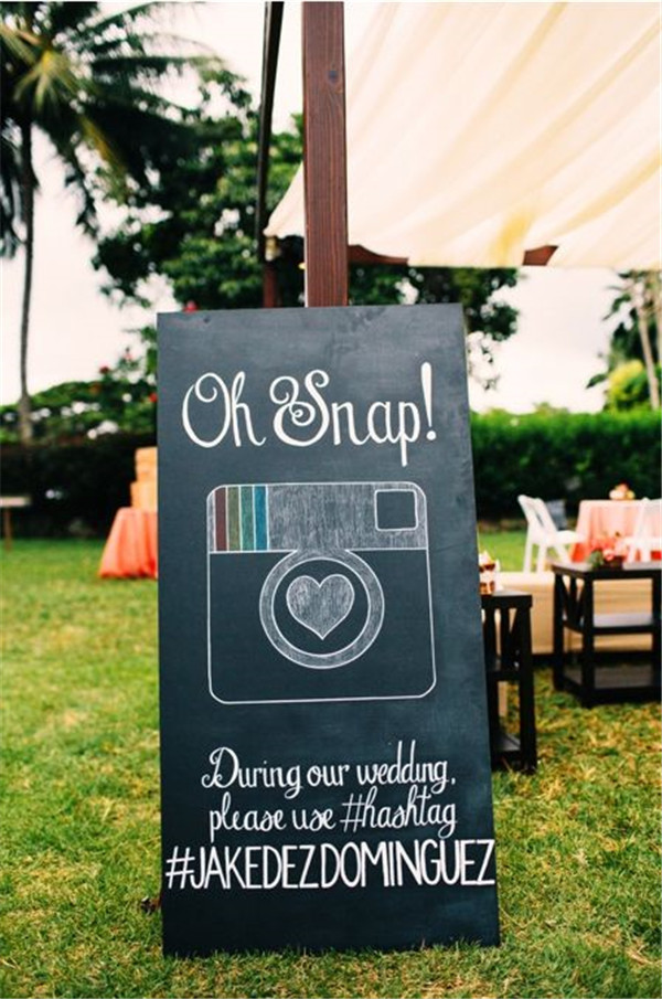 Oh Snap - cute sign for the wedding reception so guests know your wedding day hashtag
