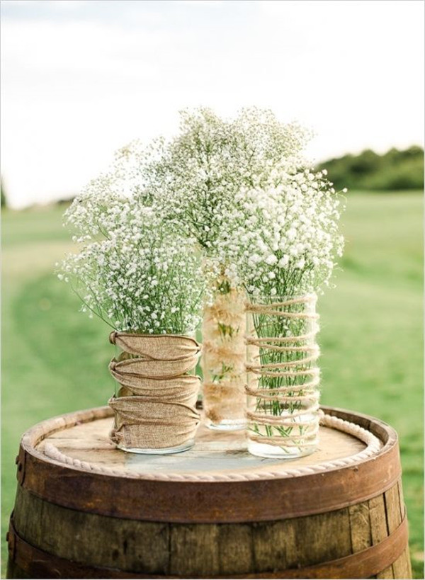 Rustically romantic wedding with baby's breath decor