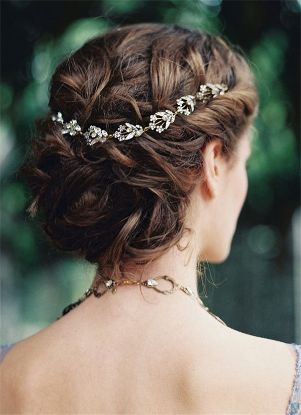 Softly swept wedding hair with a delicate hair vine from Enchanted Atelier