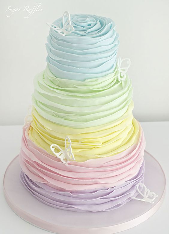 Tiers of ruffled pastel perfection are the stuff wedding cake dreams are made of spring wedding ideas