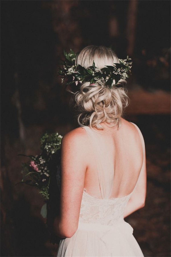 aspyn ovard bridals wedding hair with greenery decor