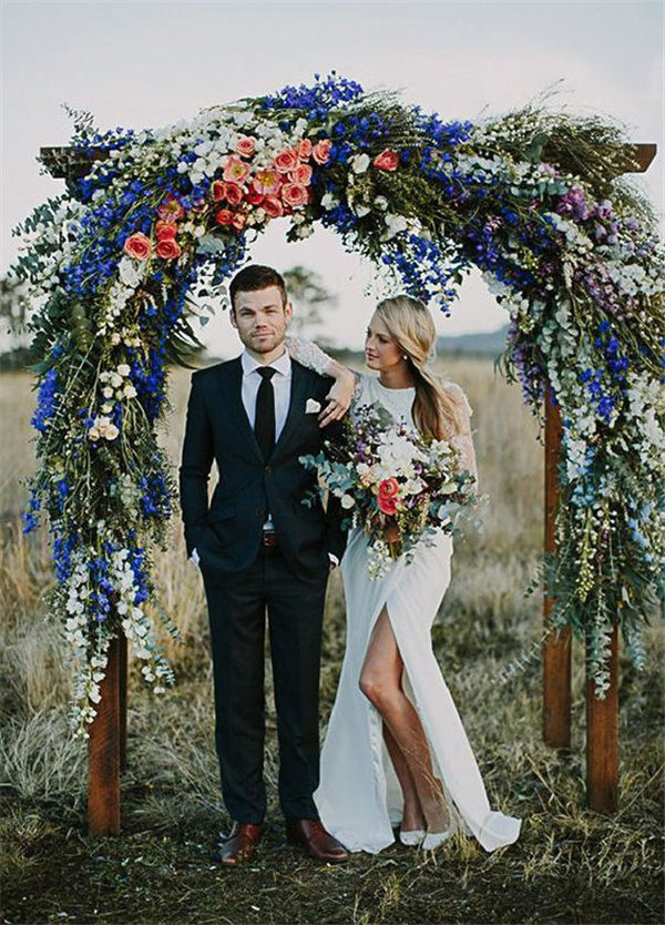 bright and beautiful bohemian inspired arbor Wedding arch