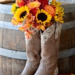 Cowboy Boots for rustic wedding using sunflowers at your reception
