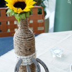 DIY Country & Western Wedding Centerpiece with Sunflower and horseshoes