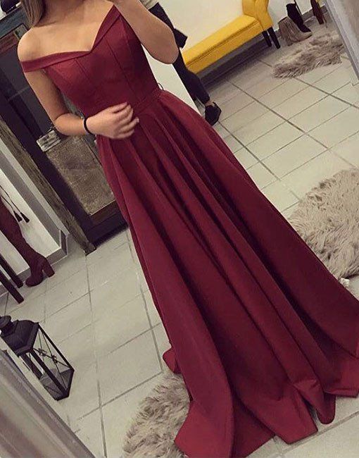 Long burgundy bridesmaid or prom party dresses