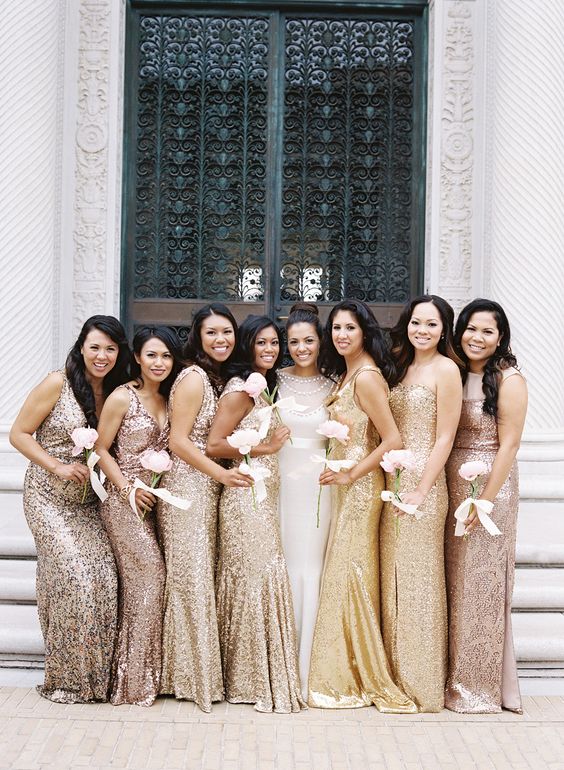 Sparkling bridesmaids Photography by Jose Villa