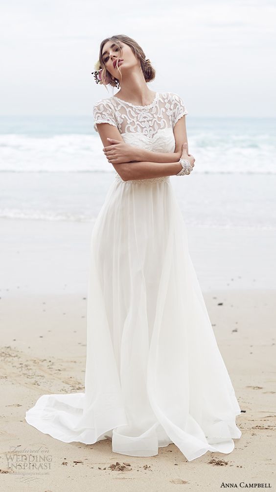 anna campbell bridal dresses with cap sleeves