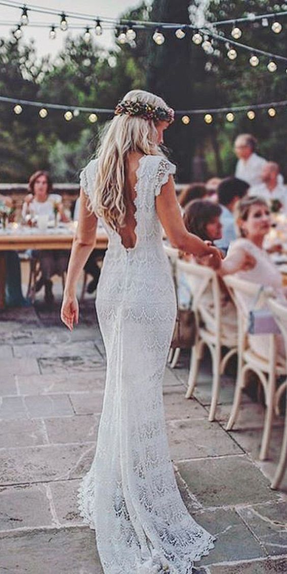 low back bohemian and vintage wedding dresses