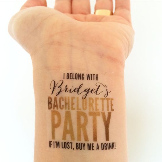 Custom Bachelorette Party Temporary Tattoos Glam by LoveAndLion