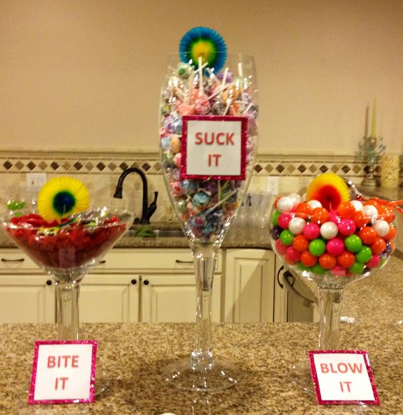 Fun candy table for a bachelorette party